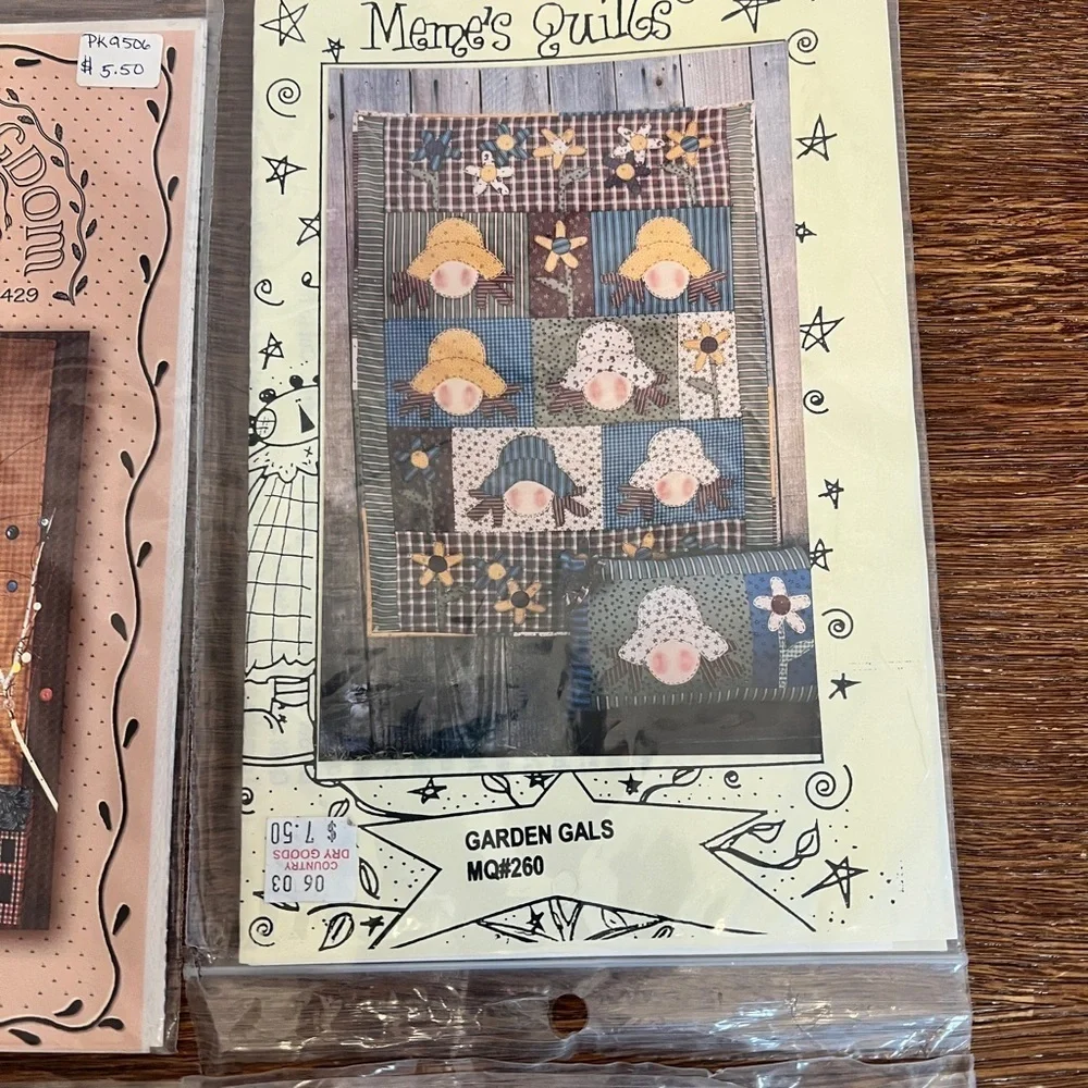Lot of 4 Vintage Quilt Patterns – Button Tree Lane, Garden Gals, Dresden Star